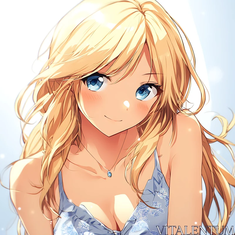 Blonde Anime Girl Illustration AI Image