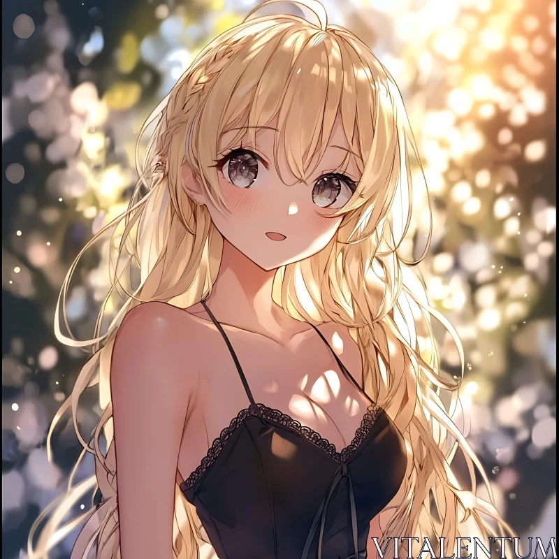 Blonde Anime Character Radiated by Gentle Light AI Image