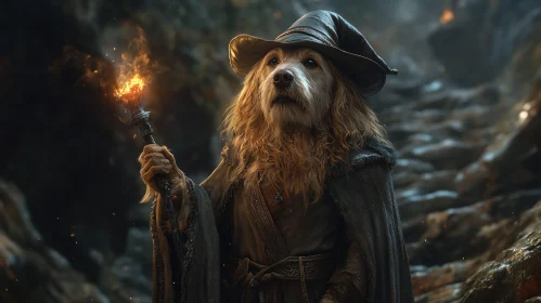 Magical Canine Wizard Portrait