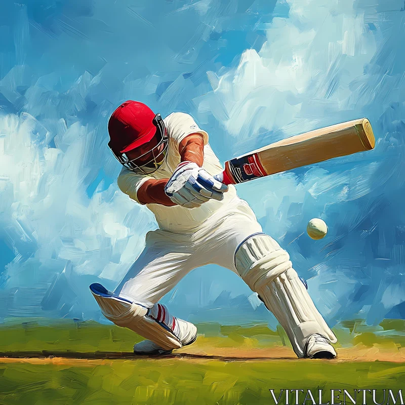 AI ART Cricket Batsman in Action Painting AI Generated Picture