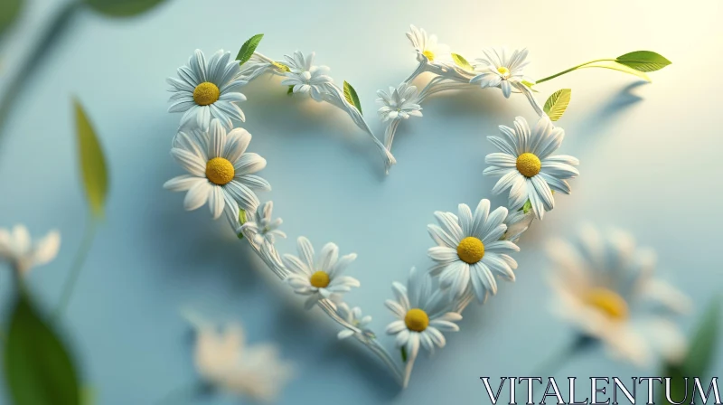 AI ART Romantic Daisy Heart with Gentle Light