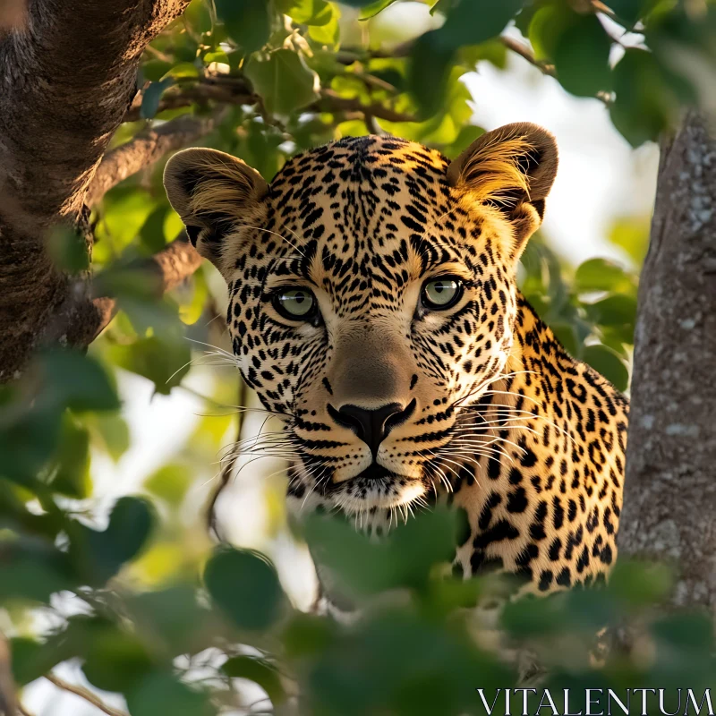 AI ART Leopard Hiding in the Greenery