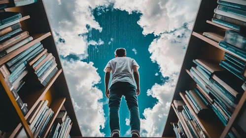 Skyward Gaze Among Books