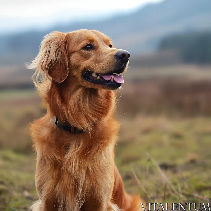 Beautiful Golden Retriever in Natural Setting AI Image