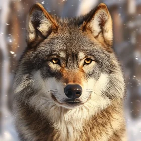 Close-up of a Wolf in Snow