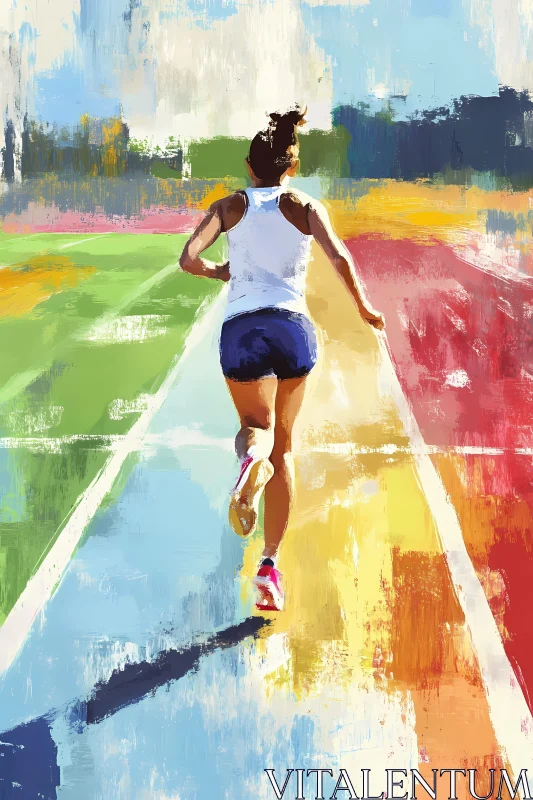 Energetic Runner on a Multicolored Track AI Image