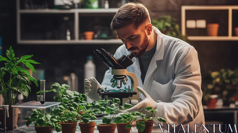 Plant Science Research in Laboratory AI Image