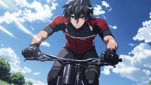 Anime Character Cycling Determinedly