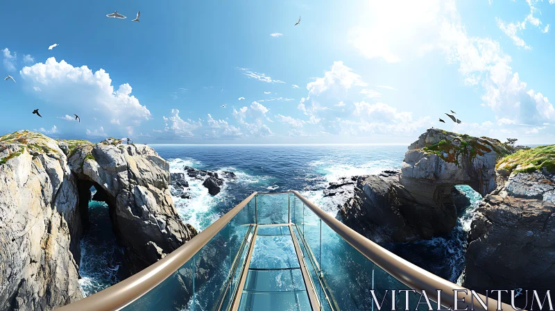 AI ART Scenic Ocean Vista from Glass Bridge