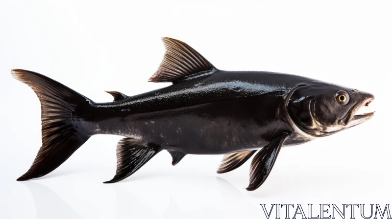 Black Fish on White Background - A Study in Precision and Minimalism AI Image