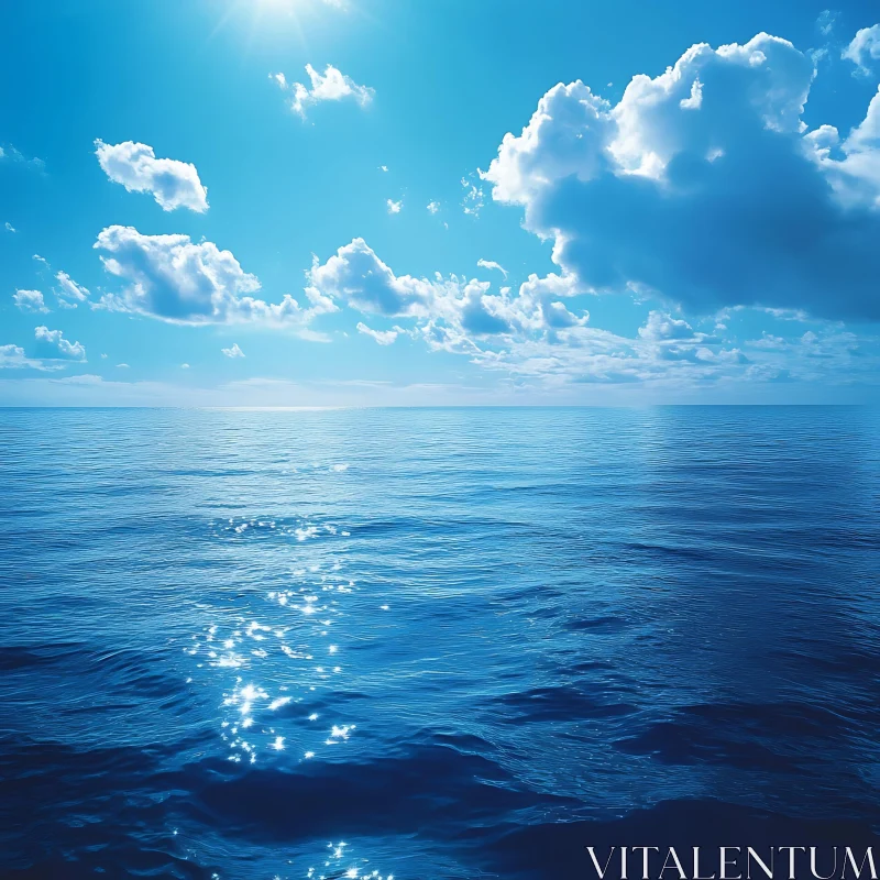 AI ART Serene Ocean View with Sunlight