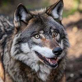 Wolf Portrait with Intense Gaze