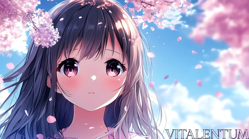 AI ART Anime Portrait in Cherry Blossom Spring