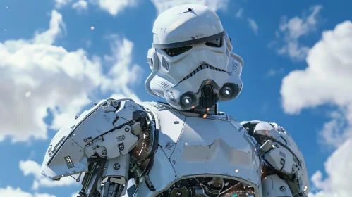 Robot with Stormtrooper Design in Sky