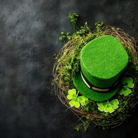 St. Patrick's Day Green Hat with Shamrocks