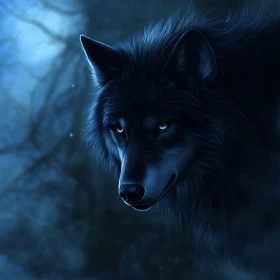 Night Predator: A Wolf's Intense Gaze