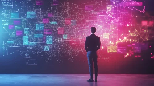 Man and the Wall of Data