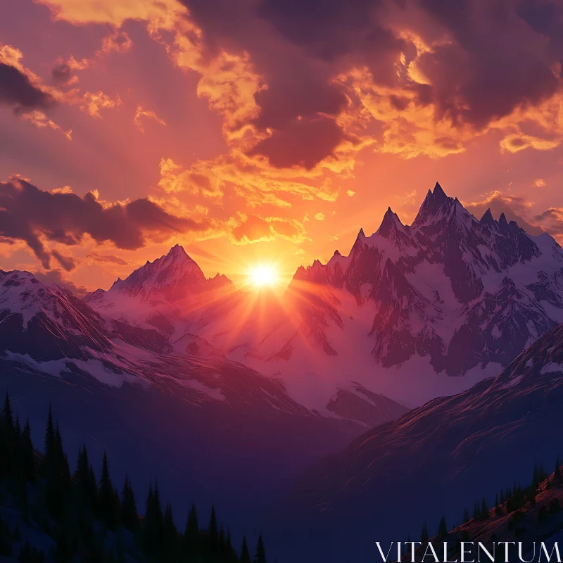 Mountains at Sunset AI Image