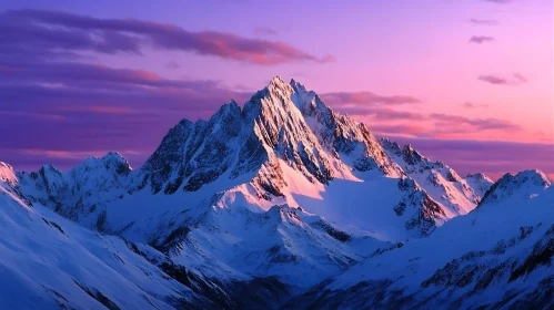 Winter Mountain Range at Sunset