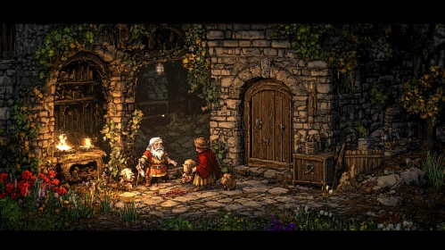 Pixelated Dwarves in a Quaint Fantasy Village