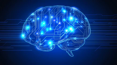 Glowing Brain with Circuitry