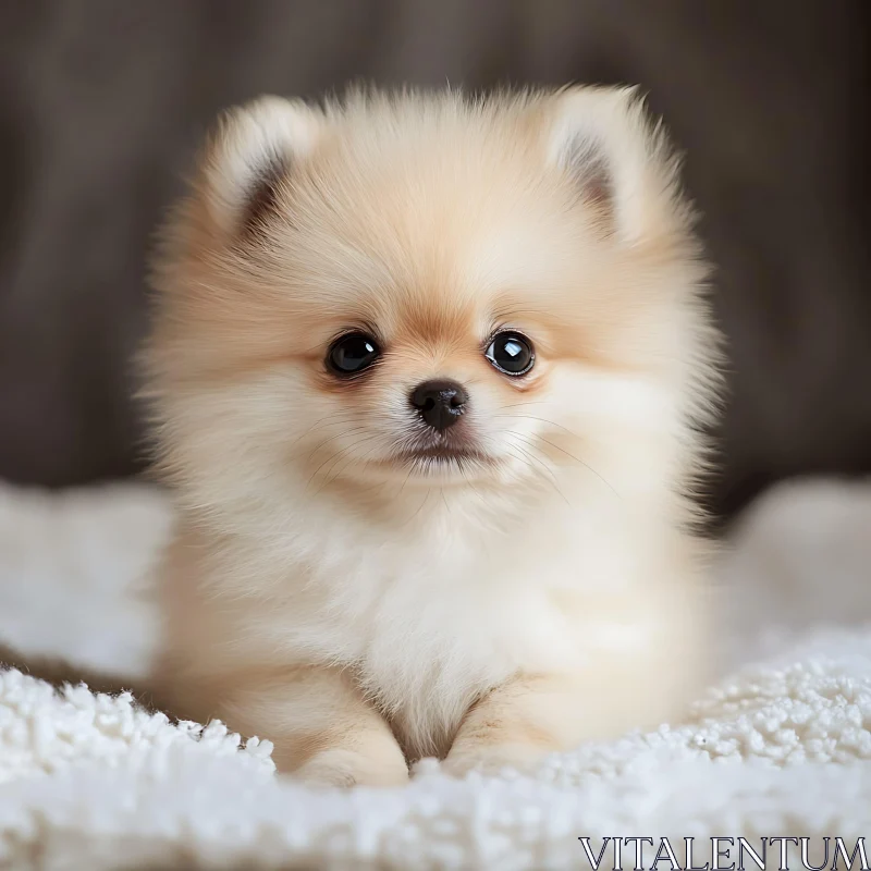 AI ART Cute Cream-Colored Pomeranian Puppy