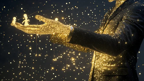 Sparkling Figures in Golden Hand