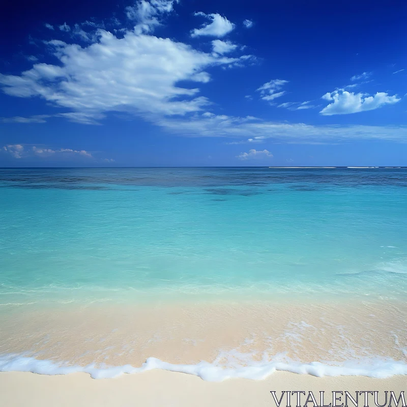 AI ART Seascape with Turquoise Water and Clouds