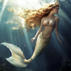 Golden Mermaid Undersea Fantasy