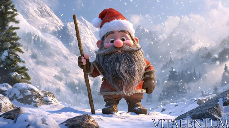 AI ART Festive Gnome in Winter Wonderland