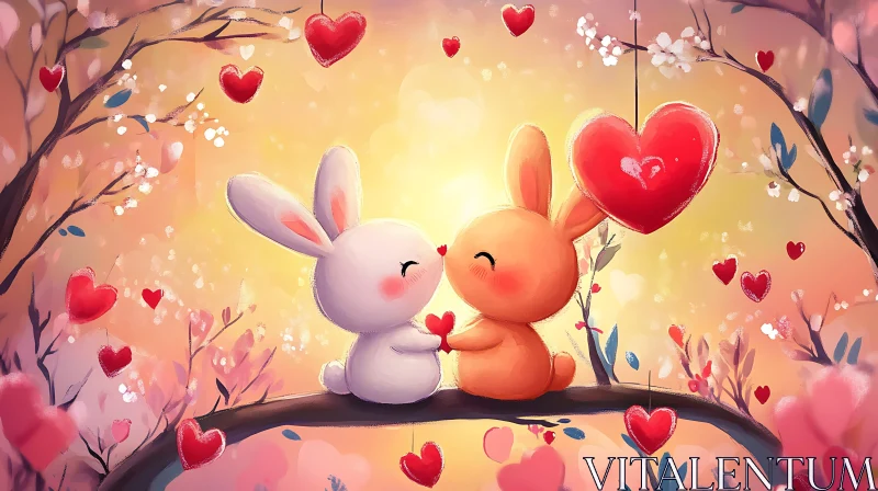 AI ART Whimsical Valentine's Day Bunnies