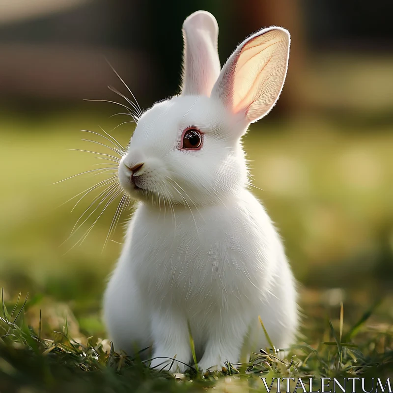 Serene Portrait of a White Bunny AI Image