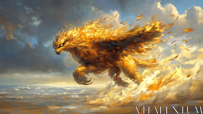 AI ART Eagle Ablaze: A Seascape Fantasy