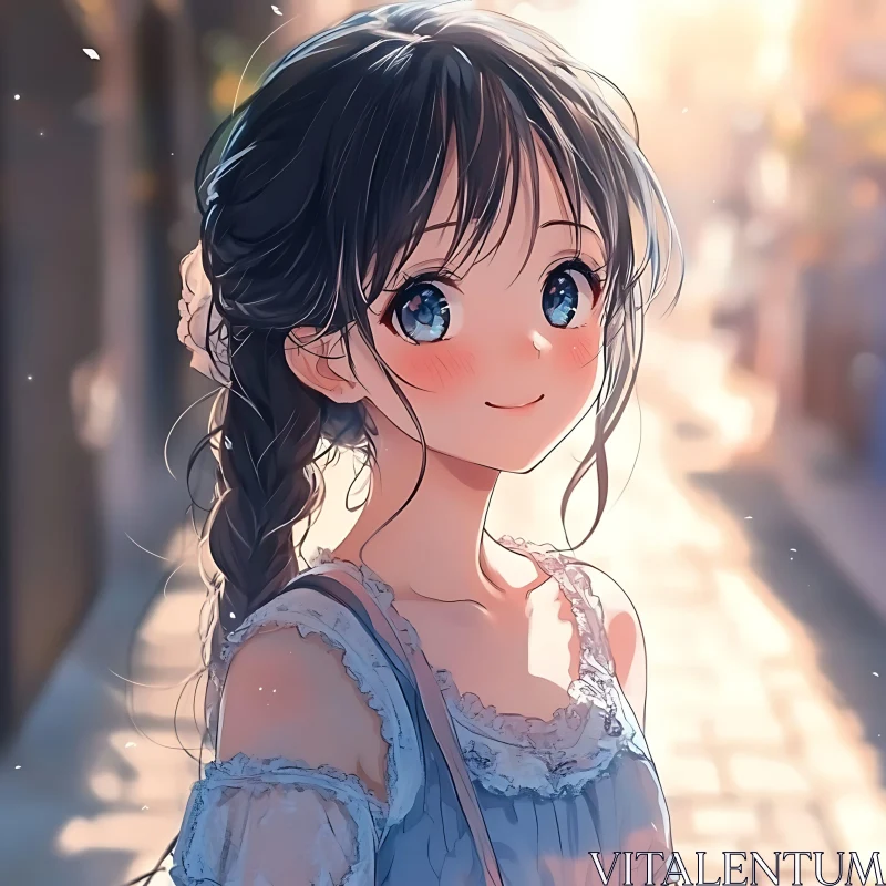 Anime Portrait of a Smiling Girl AI Image