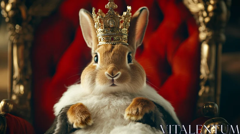 Rabbit King on Throne AI Image