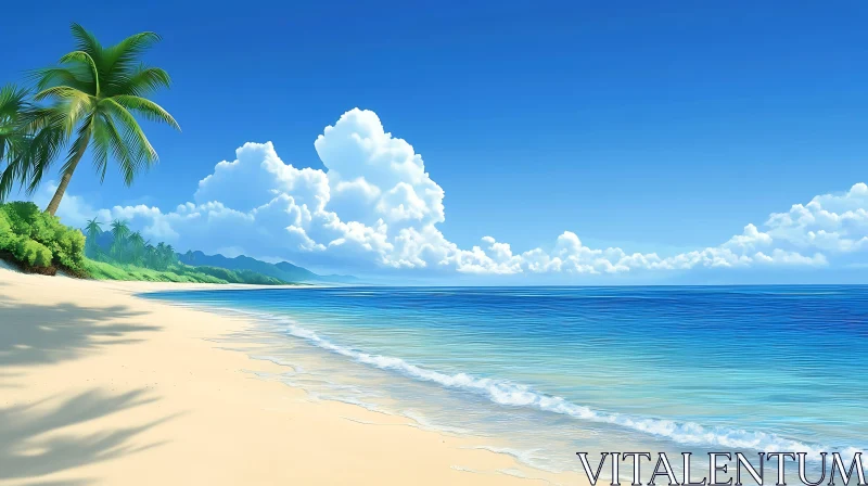 AI ART Tropical Beach With Blue Sky