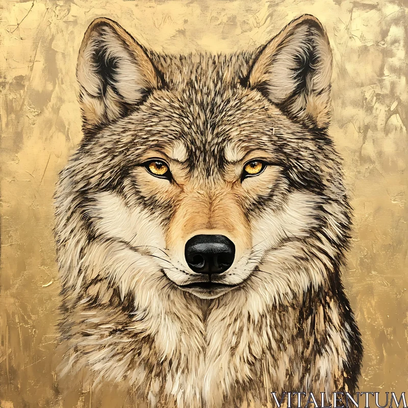 AI ART Golden Gaze: A Wolf's Intense Portrait