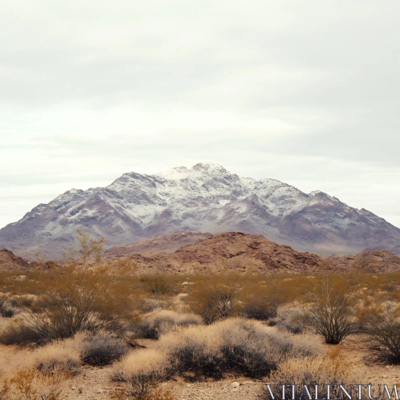 Desert Mountain Range with Snow AI Image