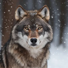 Snowy Wolf Face Close-Up