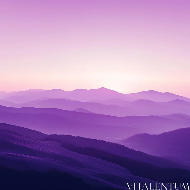 Tranquil Purple Mountain Vista AI Image