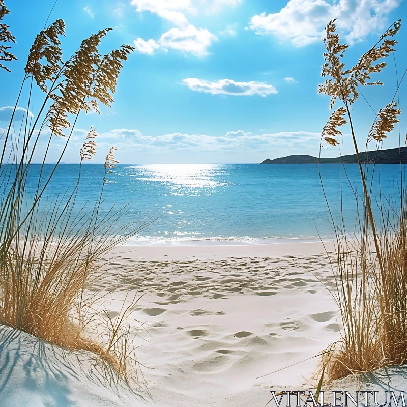 AI ART Seaside Serenity with Footprints on Sand