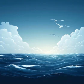 Peaceful Seascape with Birds