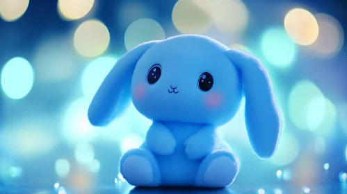 Charming Blue Plush Bunny Artwork