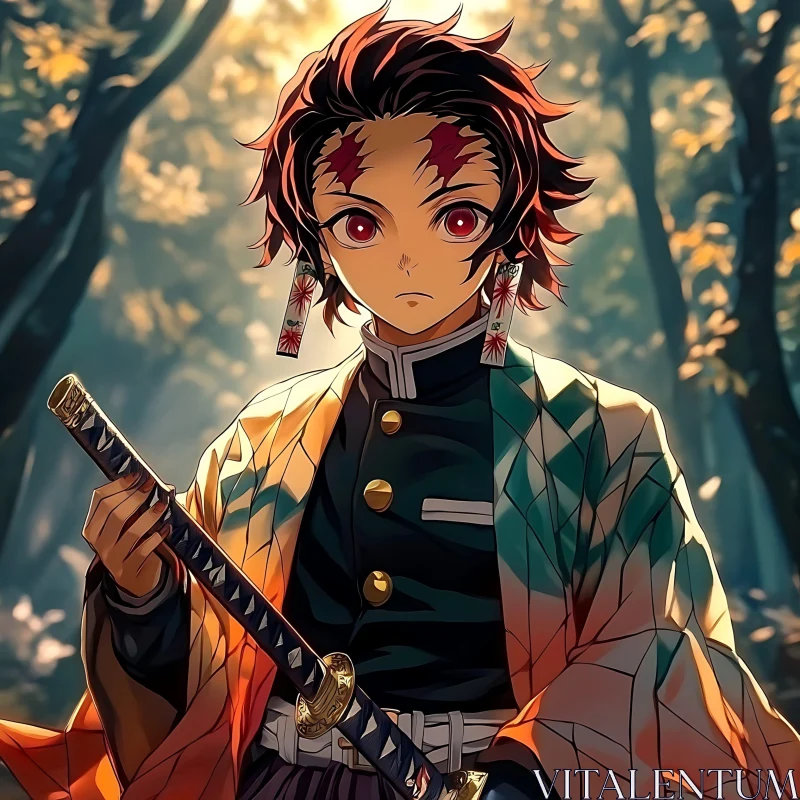 Forest Adventure Anime Portrait AI Image