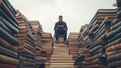 Reader on a Stack of Books