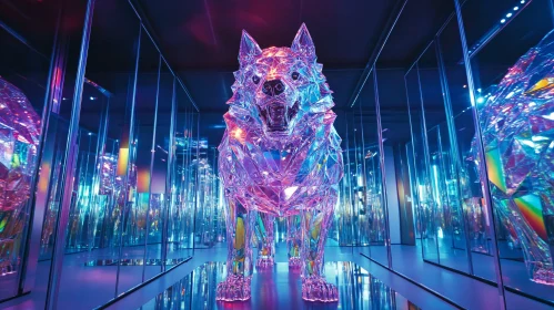 Prismatic Wolf in Mirrored Hall