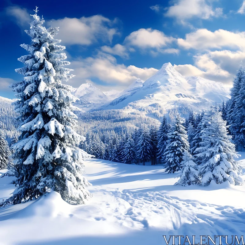 Winter Wonderland Mountain View AI Image