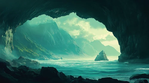 Spectacular Coastal Landscape from Inside a Sea Cave