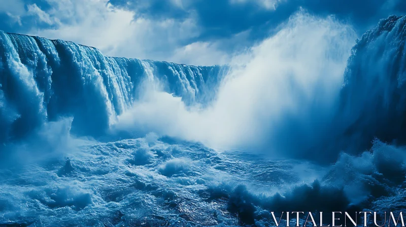 Blue Waterfalls: A Nature's Power AI Image