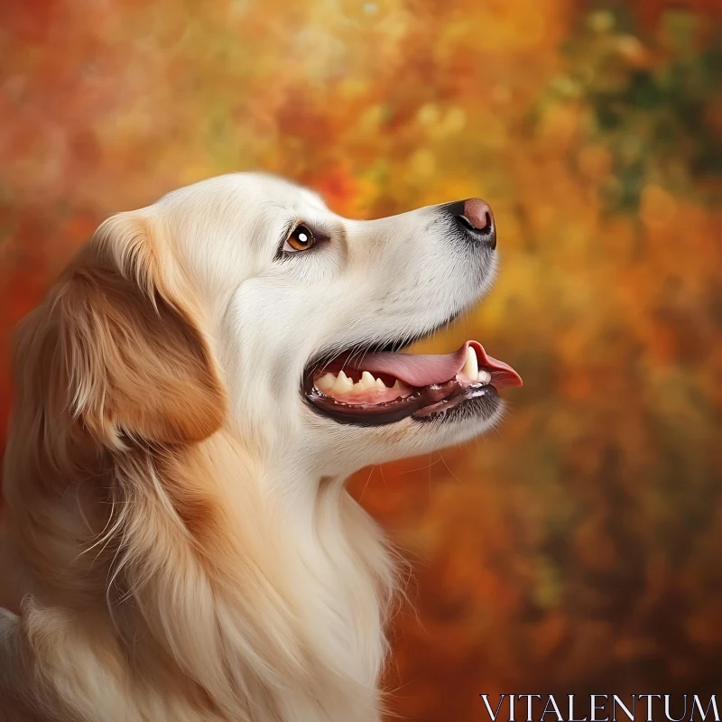 Golden Retriever Dog Profile in Fall Colors AI Image